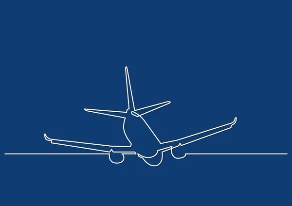Eine Linienzeichnung Eines Isolierten Vektorobjekts Passagierflugzeug — Stockvektor