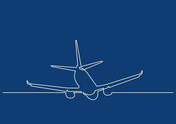 Dibujo Una Línea Objeto Vectorial Aislado Avión Pasajeros — Archivo Imágenes Vectoriales