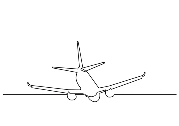 Dibujo Una Línea Objeto Vectorial Aislado Avión Pasajeros — Archivo Imágenes Vectoriales