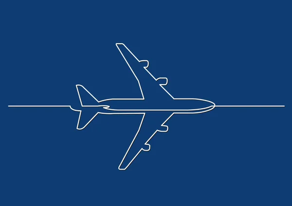 分離ベクトル オブジェクト 乗客の飛行機の つの線の描画 — ストックベクタ