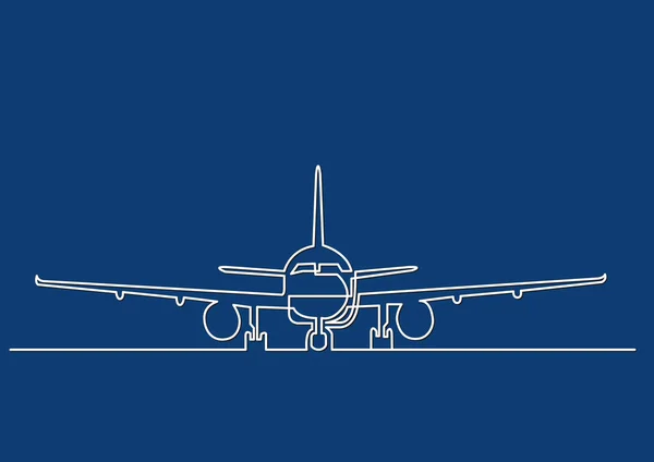 Dibujo Una Línea Objeto Vectorial Aislado Avión Pasajeros — Archivo Imágenes Vectoriales