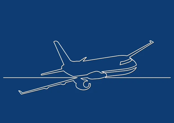 Dibujo Una Línea Objeto Vectorial Aislado Avión Pasajeros — Archivo Imágenes Vectoriales