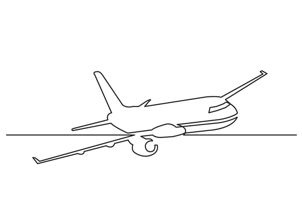 Eine Linienzeichnung Eines Isolierten Vektorobjekts Passagierflugzeug — Stockvektor