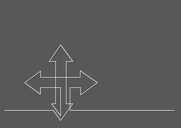 Dessin Ligne Continue Des Flèches Dans Quatre Directions — Image vectorielle