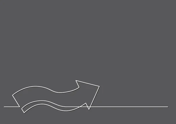 Continuous Line Drawing Wavy Arrow — Stock Vector
