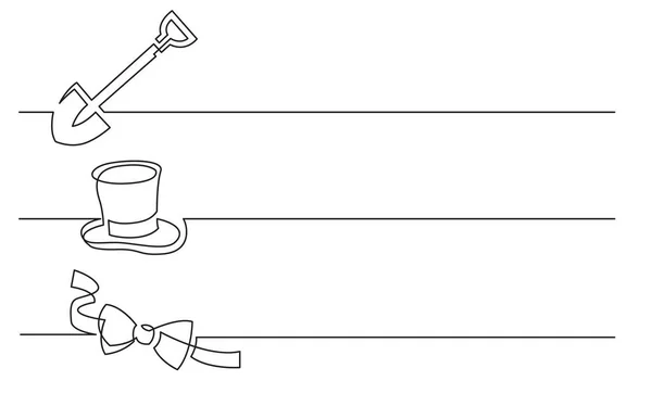 Banner Design Durchgehende Linienzeichnung Von Business Ikonen Schaufel Zylinder Fliege — Stockvektor