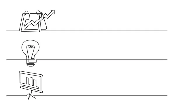 Дизайн Банера Безперервне Лінійне Креслення Бізнес Ікон Презентація Символ Лампочки — стоковий вектор