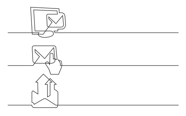 Banner Ontwerp Continu Lijntekening Van Pictogrammen Bedrijfs Mailbericht Computer Cursor — Stockvector