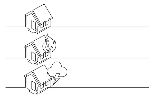 バナーのデザイン ビジネスのアイコンの連続線の描画 ホーム シンボル 家屋被害 — ストックベクタ