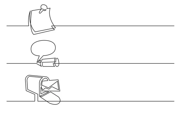 横幅设计 业务图标的连续线条绘制 邮筒信 — 图库矢量图片