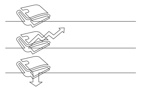 Diseño Banner Dibujo Línea Continua Iconos Negocios Billetera Diagrama Ascendente — Vector de stock