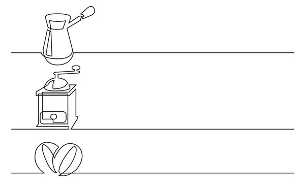 Banner Design Durchgehende Linienzeichnung Von Geschäftsikonen Jezve Kaffeemühle Bohnen — Stockvektor