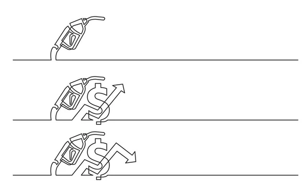 Banner Design Durchgehende Linienzeichnung Von Business Symbolen Gasdüse Gaspreisdiagramme — Stockvektor