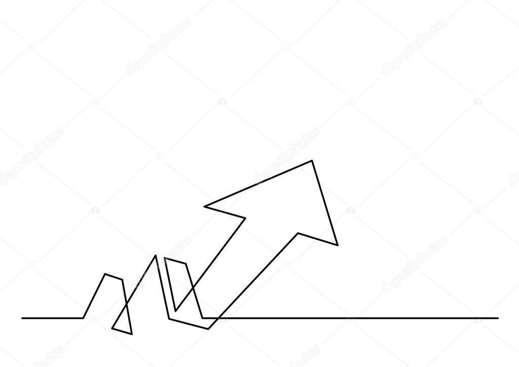 continuous line drawing of growth arrow
