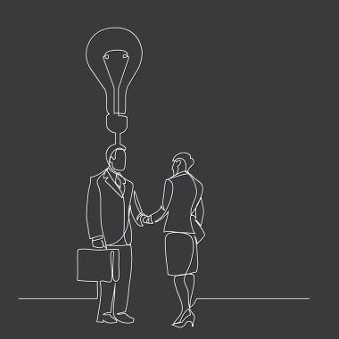 iş kişi fikri ile Toplantı sürekli çizgi çizme