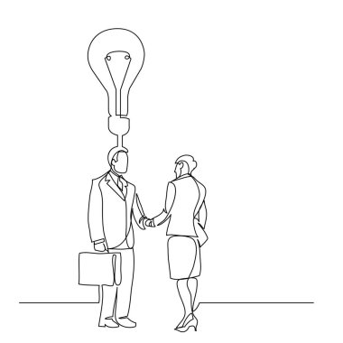 iş kişi fikri ile Toplantı sürekli çizgi çizme