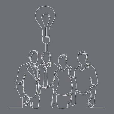 iş takım wih fikir sürekli çizgi çizme