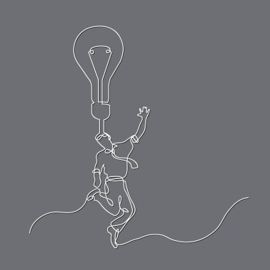 parlak bir fikir ile mutlu işadamı sürekli çizgi çizme