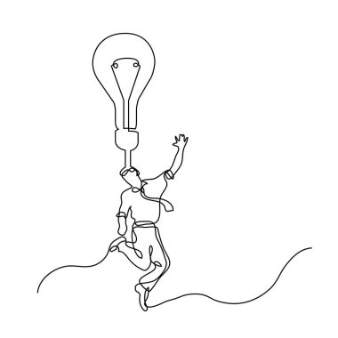 parlak bir fikir ile mutlu işadamı sürekli çizgi çizme