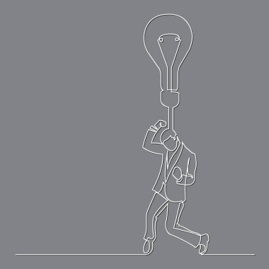 Yeni bir fikir bulmak mutlu adamın sürekli çizgi çizme