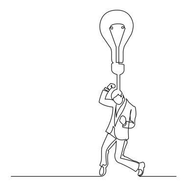 Yeni bir fikir bulmak mutlu adamın sürekli çizgi çizme