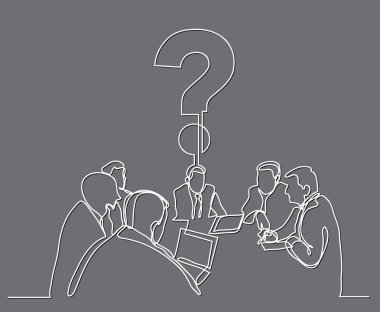 bir soru ile iş toplantı sürekli çizgi çizme