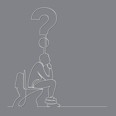 bir soru hakkında düşünme klozet üzerinde oturan adamın sürekli çizgi çizme