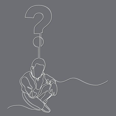 soru hakkında düşünme oturan adamın sürekli çizgi çizme