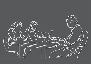 üç iş dizüstü bilgisayarlarda çalışan sürekli çizgi çizme