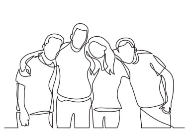 takım üyelerinin birlikte ayakta sürekli çizgi çizme