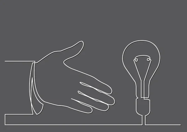 Безперервна Лінія Креслення Руки Показує Лампочку Або Метафору Ідеї — стоковий вектор