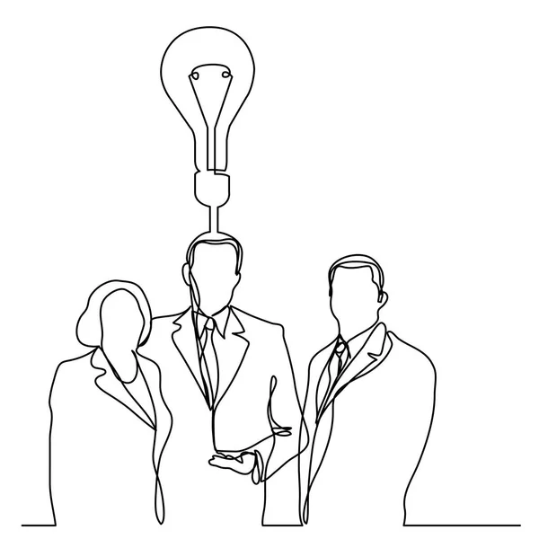 Desenho Linha Contínua Executivos Negócios Com Ideia —  Vetores de Stock