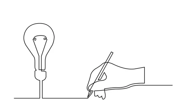 Desenho Linha Contínua Mão Criando Uma Nova Ideia — Vetor de Stock
