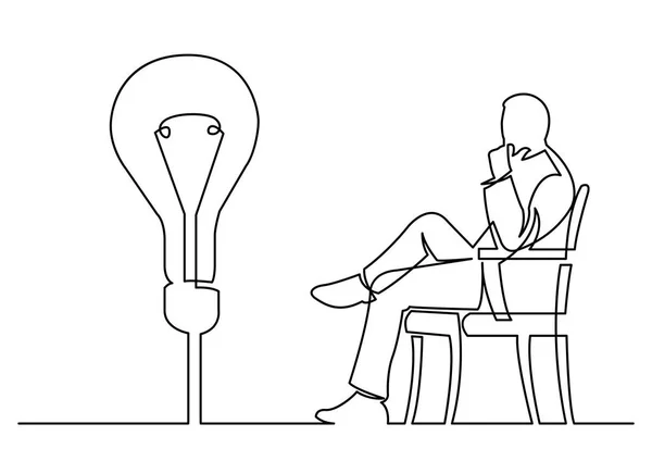 Continu Lijntekening Van Zakenman Vergadering Denken Idee — Stockvector