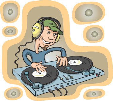 Dj kulaklık ile bir çift pikap oynamaya vektör Illustration. Kolay-kalite kaybı olmadan herhangi bir boyutta ölçeklendirilebilir katmanlı vektör Eps10 dosyasını düzenlemek. Yüksek çözünürlüklü raster Jpg dosya bulunur.
