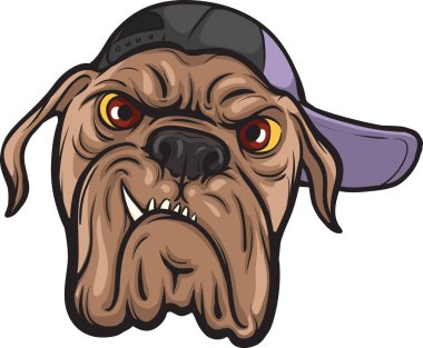 Kızgın Köpek suratı şapkalı vektör Illustration. Kolay-kalite kaybı olmadan herhangi bir boyutta ölçeklendirilebilir katmanlı vektör Eps10 dosyasını düzenlemek. Yüksek çözünürlüklü raster Jpg dosya bulunur.