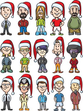 Vektör çizim çizgi film avatar santa insanlar. Kolay-kalite kaybı olmadan herhangi bir boyutta ölçeklendirilebilir katmanlı vektör Eps10 dosyasını düzenlemek. Yüksek çözünürlüklü raster Jpg dosya bulunur.