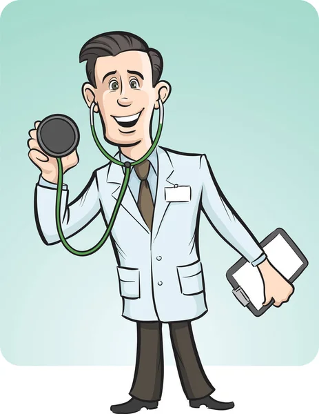 Vector Illustration Cartoon Funny Doctor Stethoscope Easy Edit Layered Vector — Stock Vector
