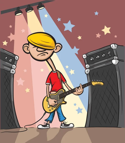 Vektor Illustration Von Cartoon Trauriger Rockgitarrist Einfach Bearbeiten Geschichteten Vektor — Stockvektor