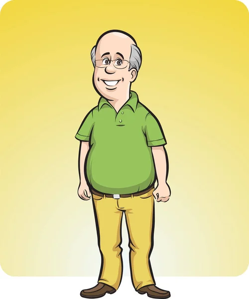 Vektor Illustration Von Karikatur Lächelnden Mann Mit Glatze Einfach Bearbeiten — Stockvektor