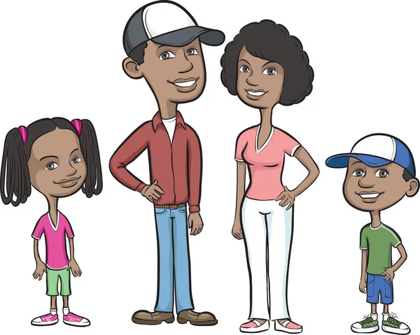 Ilustração Vetorial Feliz Família Afro Americana — Vetor de Stock