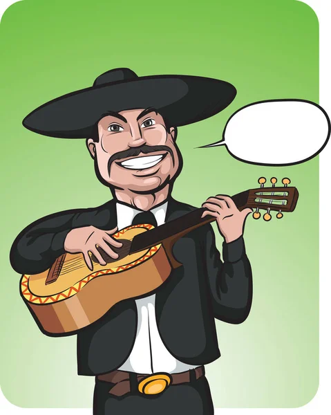 Ilustração Vetorial Sorrindo Cantando Mariachi Com Balão Fala Fácil Edição — Vetor de Stock