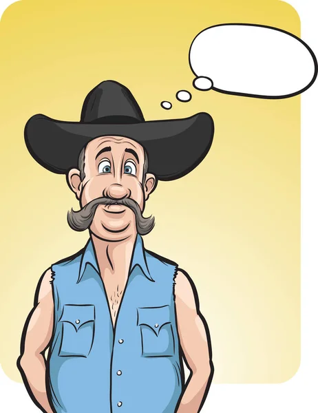 Ilustração Vetorial Cowboy Surpreso Com Balão Fala Fácil Edição Camadas —  Vetores de Stock