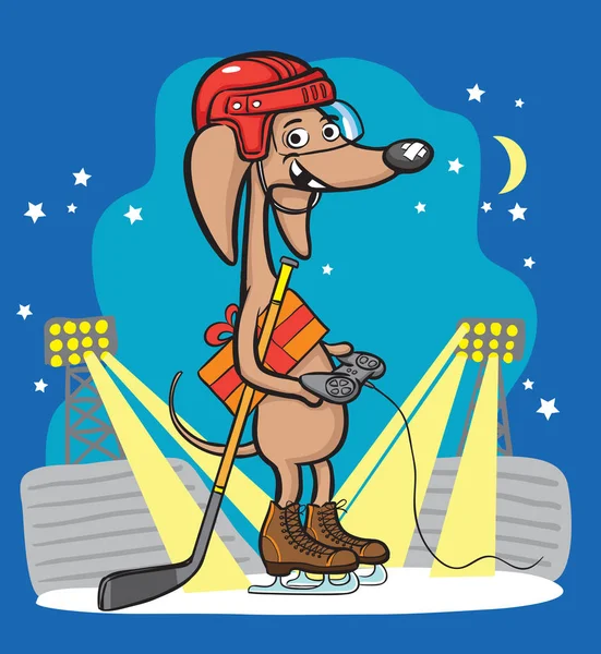 Hockey Goalie Player in cartoon style. Layered for easy edit