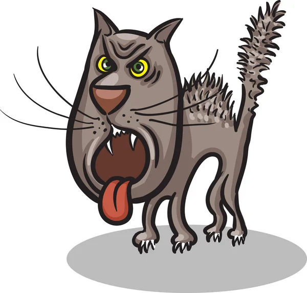 Vector Illustration Cartoon Mad Cat — Stock Vector