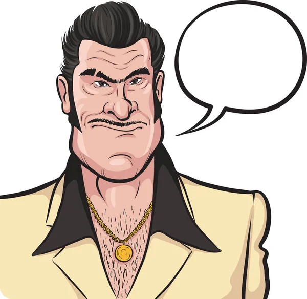 Vektor Illustration Des Cartoon Mafia Mannes Mit Sprechblase Einfach Bearbeiten — Stockvektor