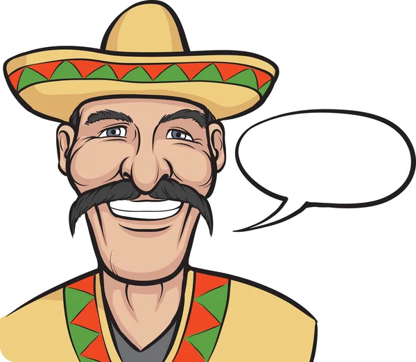 Ilustración Vectorial Dibujos Animados Mexicanos Sonrientes Con Burbuja Del Habla — Vector de stock