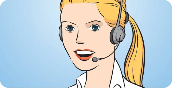Vektor Illustration Der Kundenbetreuung Blonde Frau Mit Headset Einfach Bearbeiten — Stockvektor