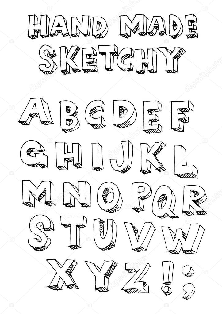 handmade sketchy vector font