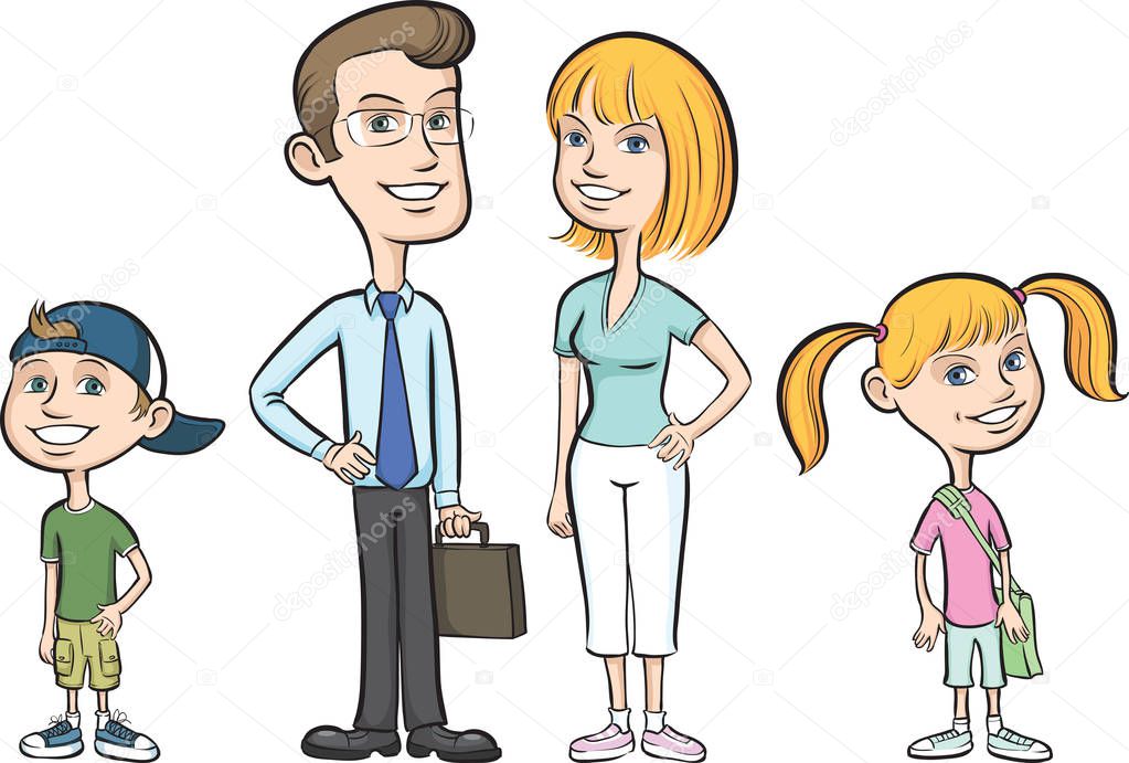 Vector illustration of happy family of four